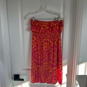 Escapada Strapless Dress in Pink and Orange